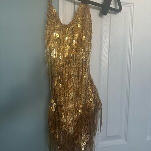 Glamour Gold Sequin Strapless Dress